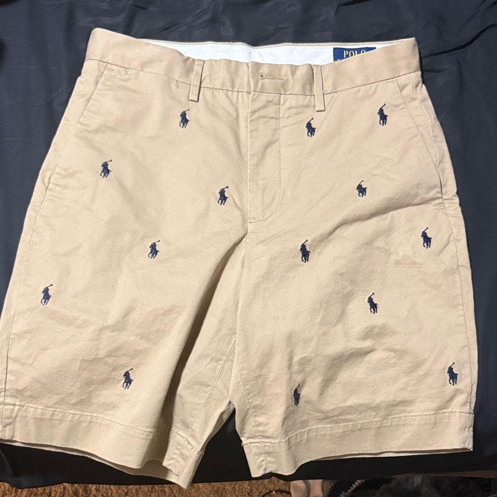 Polo by Ralph Lauren Khaki Shorts with Navy Embroidered Pony